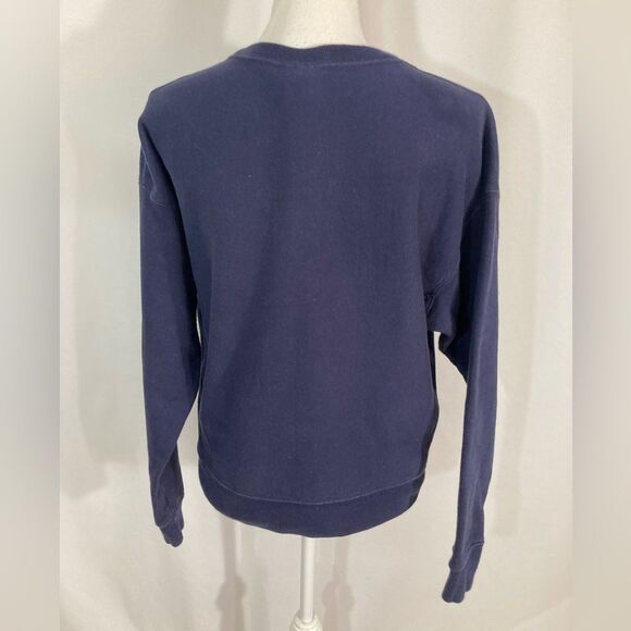 Champion Sweatshirt Women’s L Blue Crewneck Spell Out Garment Dyed WL265 - Picture 2 of 11